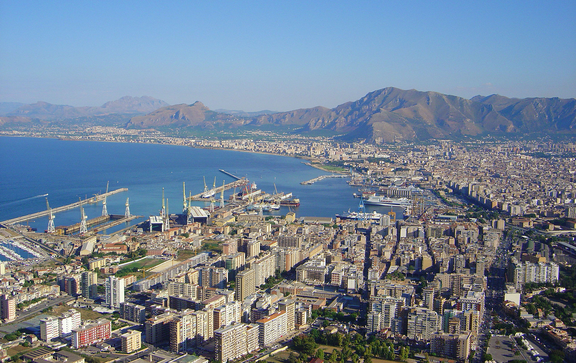 Città di Palermo, veduta dall'alto di Palermo, Golfo di Palermo, Conca d'Oro