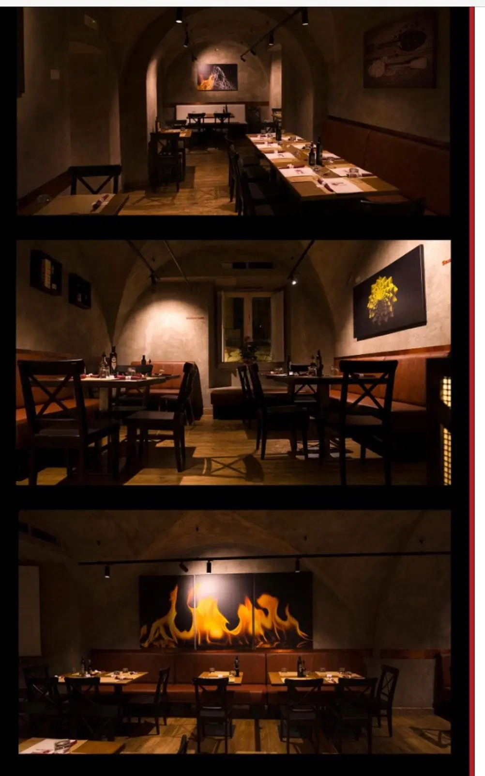 Tre immagini con suggestivi interni della Locanda Cerami a Catania