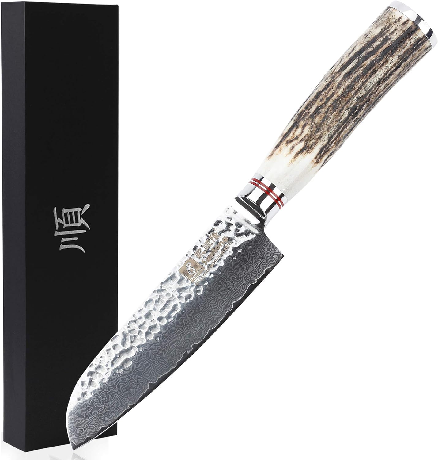 I migliori coltelli da macellaio professionali, coltello, macellaio, lama, coltello Santoku, Sunlong 5 pollici VG10 67 Strati Damasco, Amazon