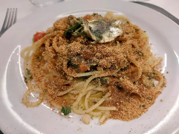 Dove mangiare a Caltagirone, migliori ristoranti Caltagirone, Caltagirone, Sicilia, Trattoria Anima e Core, Primo Piatto, Spaghetti con le sarde, Cucina Tipica Siciliana