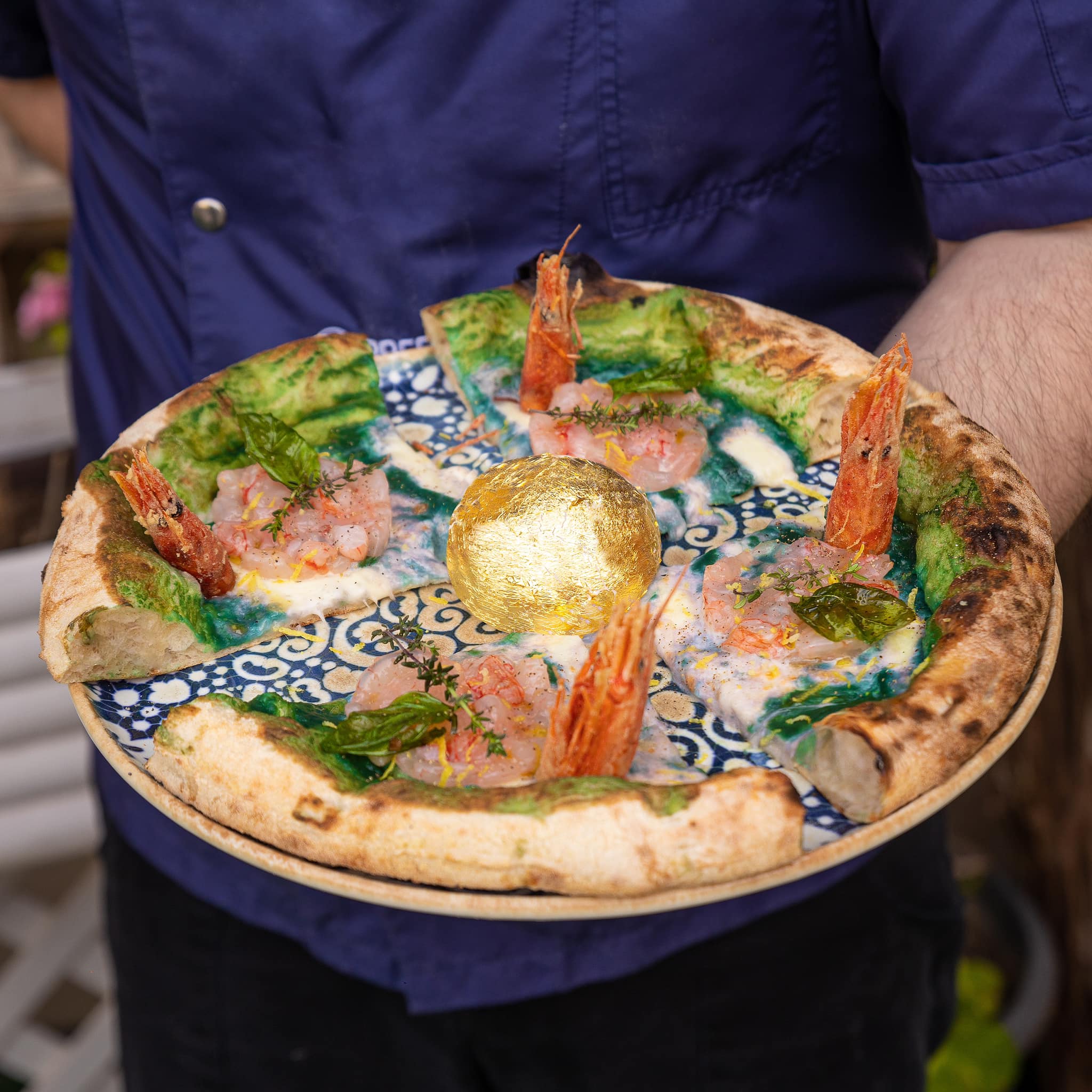 Pizzerie a Ribera, Ribera, Pizza al Ristorante Fellini, pizza con gamberi